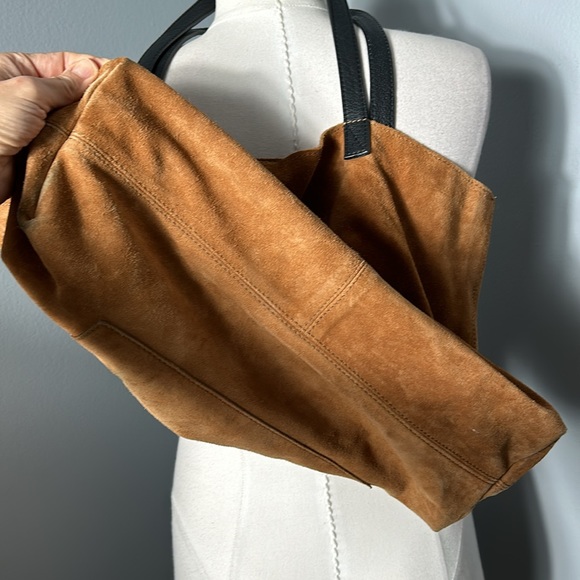 Mark & Graham Leather Suede JPL Khaki Camel Shoulder Bag with Leather Handle - Picture 7 of 16